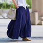 Women Bohemian Beach A-Line Dress Elastic Waist Flowy Long Maxi Skirt With Pockets 19203