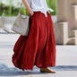 Women Bohemian Beach A-Line Dress Elastic Waist Flowy Long Maxi Skirt With Pockets 19203