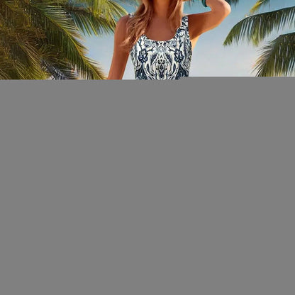 Women Floral Summer Maxi Dress Casual Beach Printed Sleeveless Boho Flowy Tank Sundress 19203