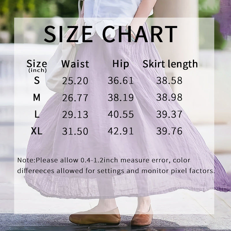 Women Bohemian Beach A-Line Dress Elastic Waist Flowy Long Maxi Skirt With Pockets 19203