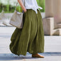 Women Bohemian Beach A-Line Dress Elastic Waist Flowy Long Maxi Skirt With Pockets 19203