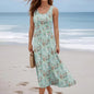 Women Floral Summer Maxi Dress Casual Beach Printed Sleeveless Boho Flowy Tank Sundress 19203