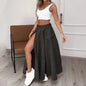 Women Two Piece Outfits Summer Cropped Vest Top High Waisted Slit Skirt Casual Matching Sets 19203