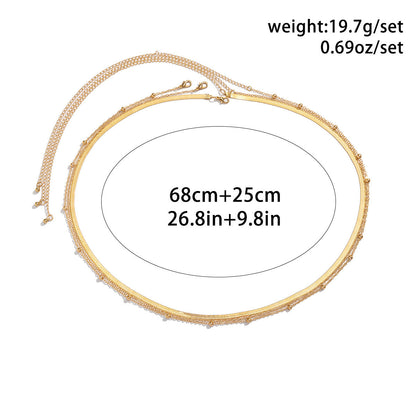 Classic Flat Snake Link Waist Chain Imitation Pearl Beads for Women Sexy Belly Body Chains Jewelry Party Summer Street 19203