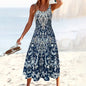 Women Floral Summer Maxi Dress Casual Beach Printed Sleeveless Boho Flowy Tank Sundress 19203